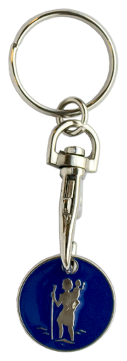 [SLH-45KRI2] Sleutelhanger St Kristoffel/munt - metaal (60x23mm)
