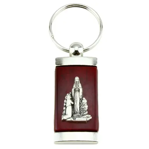 [SLH-54LOU542] Porte-clef ND Lourdes - métal/bois (58x24mm)