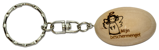 [SLH-67MBE] Sleutelhanger 'Mijn beschermengel' - hout (75x25mm)