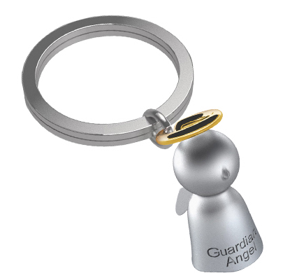 [SLH-98ENG01] Sleutelhanger Engelbewaarder in box - inox (42x15mm)