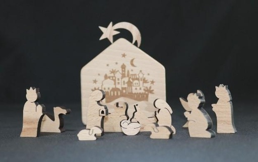 [STL-07BTE01] Kerstfiguren (13d) in doos als Kerststal - 10cm