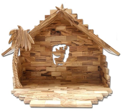 [STL-90K4132] Etable en bois d'olivier - 41x32x26cm
