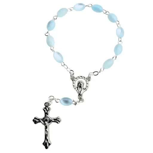 [TNT-05IM2BL] Mini-rosenkranz - imm. Perle - Blau (8x5mm)