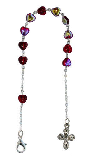 [TNT-091600RD] Mini-rosenkranz - Glasperle/Kette/Verschluss - Rot (7x6mm)