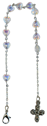 [TNT-091600WT] Mini-rosenkranz - Glasperle/Kette/Verschluss - transparant (7x6mm)