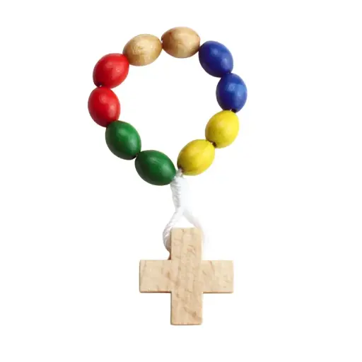 [TNT-091701] Mini-rosenkranz - Holzperle/Kordel/Missionsfarbe (10x8mm)
