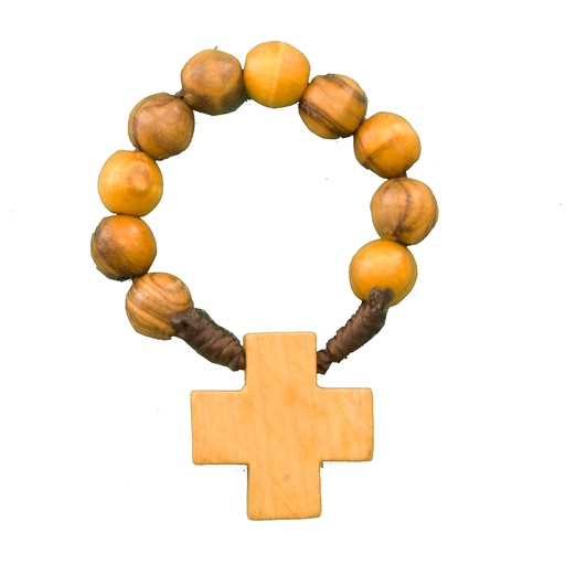 [TNT-90OL1] Mini-rosenkranz - Olivenholz Perle/Kordel (⌀ 4mm)