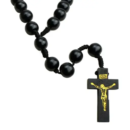[RZK-72M001ZW] Rosary - wood - Black (⌀ 10mm)