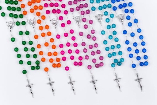 [RZK-72M003RS] Rozenkrans - plastiek/ketting - roze (⌀ 8mm)