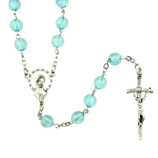 [RZK-72M004BL] Rosary - Glas/chaine - Blue (⌀6mm)