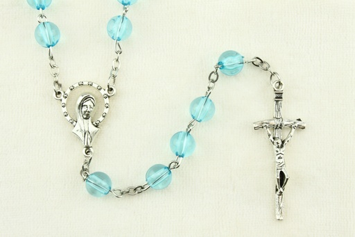 [RZK-72M004BL] Rozenkrans - glas/ketting - blauw (⌀6mm)