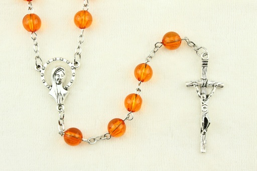 [RZK-72M004OR] Rosenkranz - Glass/Kette - Orange (⌀6mm)