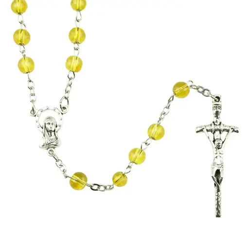 [RZK-72M004JE] Chapelet -verre/chaîne - jaune (⌀6mm)