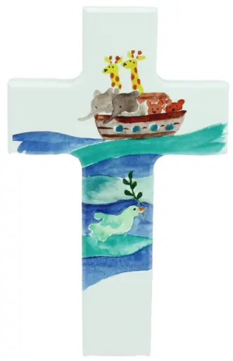 [MKR-01M007WT] Croix en bois/blanche - Arche de Noë (90x150mm)