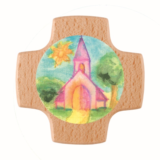 [MRL-810165] Cross wood - Sun/Church (85x85mm)