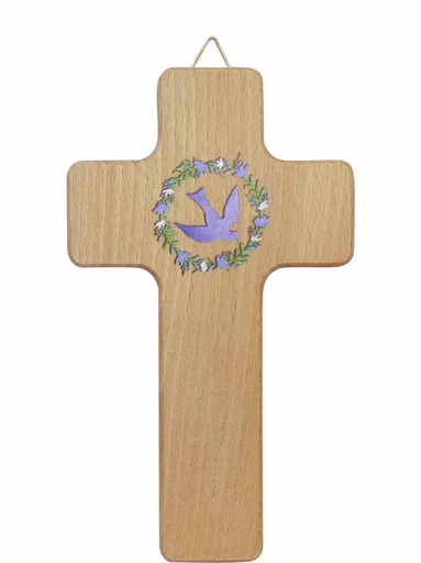 [GIR-82GBCR3] CROIX BOIS COLOMBE BLEUE 15*8,5 CM