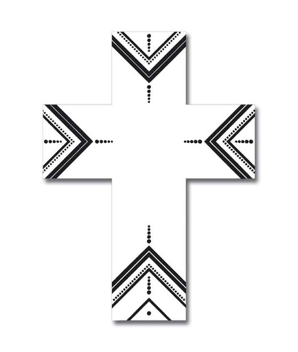 [GIR-82GBCR10] CROIX BOIS SUR FOND BLANC  15*8,5 CM