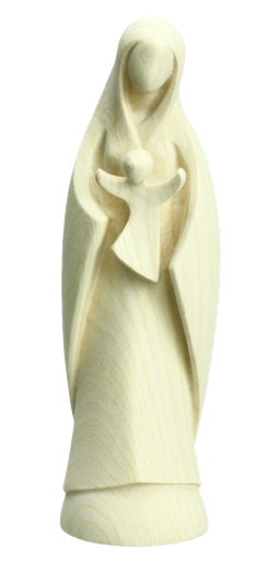 [BLD-07M0120N] Beeld OLVrouw met kind/modern - houtsnijwerk - natuur (20cm) 