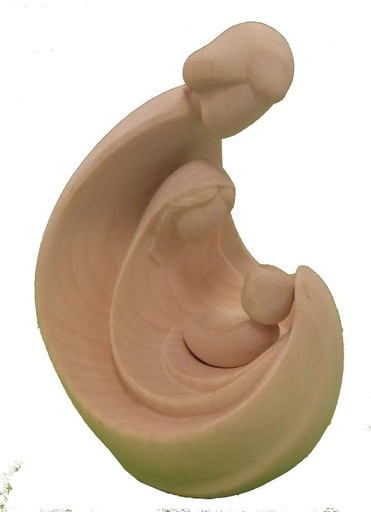 [BLD-07M0209N] Beeld Heilige Familie/modern - houtsnijwerk - natuur (9cm)