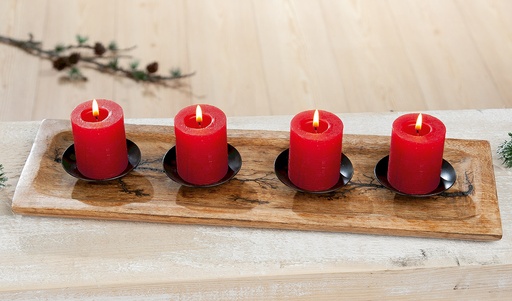 [KAN-30M003] Adventsleuchter rechteckig "Rustik" - Holz - 46cm