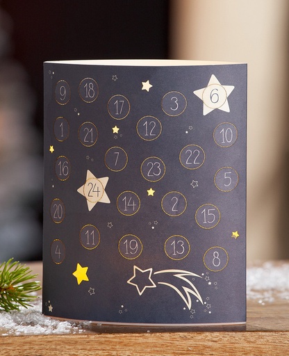 [KAN-30M005] Adventkandelaar -LED zonder AA Batterijen/sterrenmotief - papier