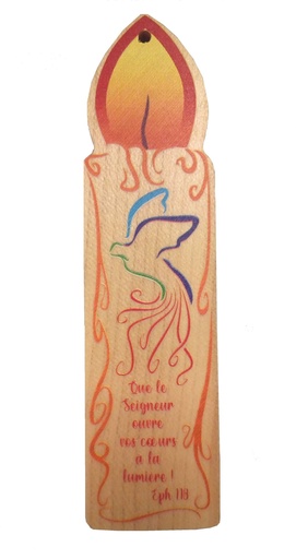 [KAD-09M03] Kerze/Holz - Magnet - "Que le Seigneur..." (135x35mm)