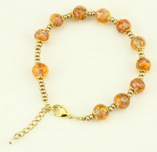 [ARM-05M01OR] Armband/Mini-Rosenkranz - Venizian Glass - Orange (Ø8mm)