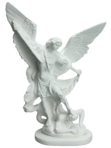 [BLD-82MIC15WT] Statue St Michel - résine/blanche - 15cm
