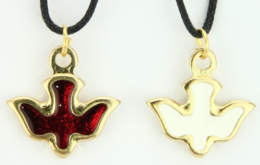 [KOK-35M002] Metal Pigeon with ennamel Red/white (25x25mm)