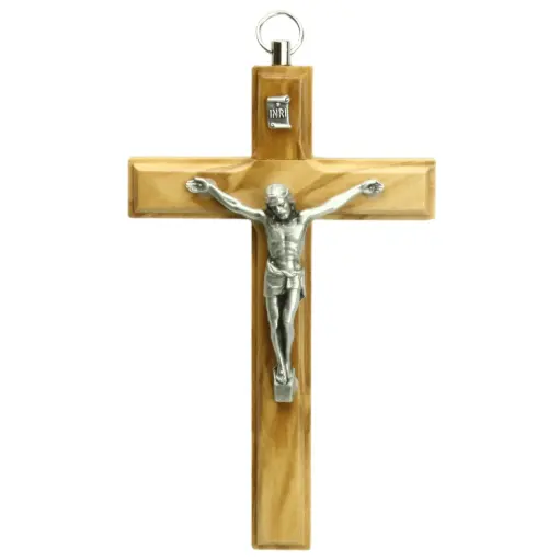 [MKR-35OL001] Croix murale christ - bois d'olivier - 12cm