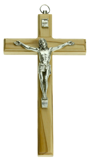 [MKR-35OL002] Wandkreuz mit Korper - Olivenholz (90x160mm)