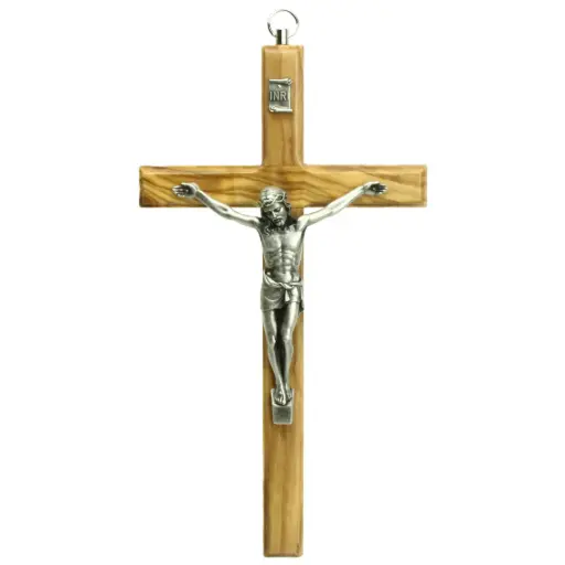 [MKR-35OL003] Wandkreuz mit Korper - Olivenholz - 20cm
