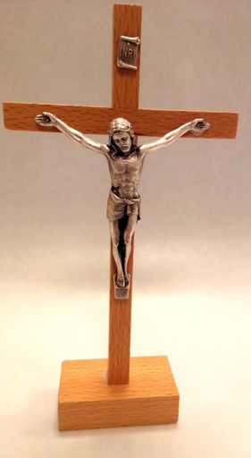 [MKR-35HTV001] Croix sur pied/bois - christ/métal (90x175mm)