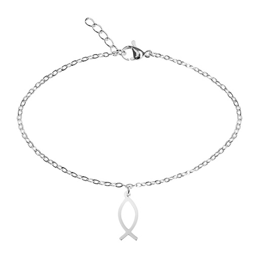 [ARM-99M01ICT] Bracelet argenté - "Bless you- Collection"  - Ichtus