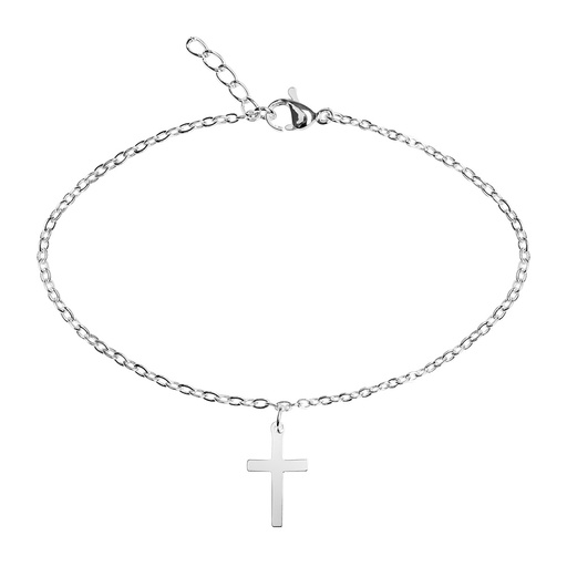 [ARM-99M01CR] Armbandje verzilverd - "Bless you- Collection"  - Kruis