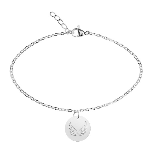 [ARM-99M01ENG2] Bracelet argenté - "Bless you- Collection"  - Ange/Ail
