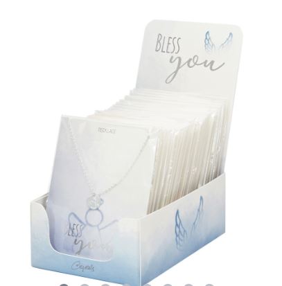 [KET-99DIS01] Display Halsketten - "Bless you- Collection" - mit 6x4 Stück - versilbert 