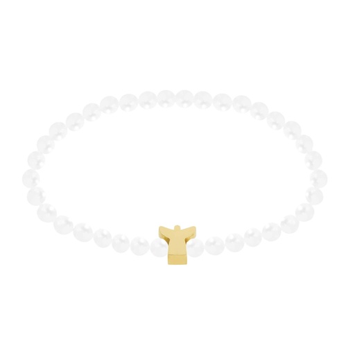 [ARM-99M04PENG] Armbandje parelmoer - "New Wonderful Moments"- Collection"  - Engel plaque goud