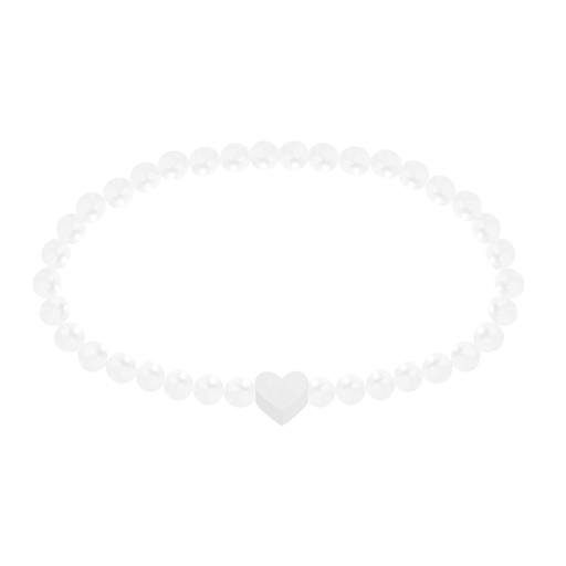 [ARM-99M04HRT] Armbandje parelmoer - "New Wonderful Moments"- Collection"  - Hart verzilverd