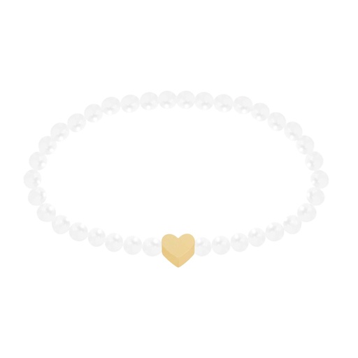 [ARM-99M04PHRT] Armbandje parelmoer - "New Wonderful Moments"- Collection"  - Hart plaque goud