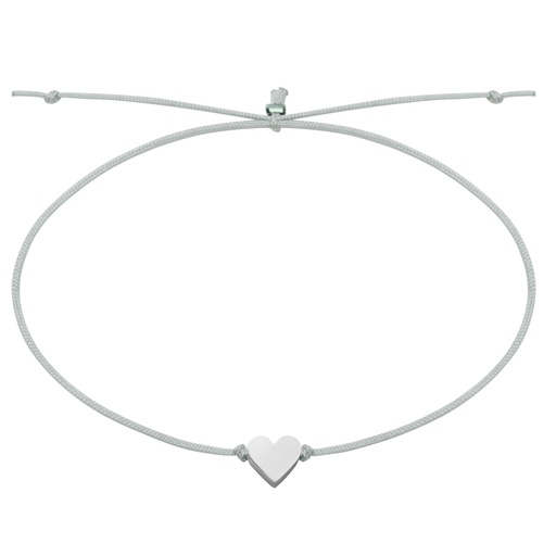 [ARM-99M05HRT] Armbandje/koordje - "Good wishes"- Collection"  - Hart verzilverd
