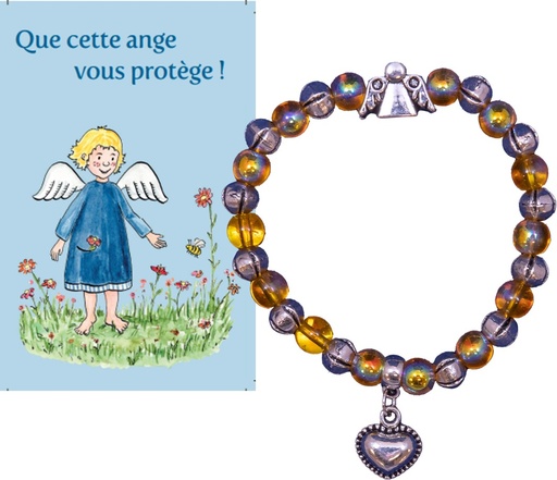 [ARM-08ENG01] Bracelet/elastic - blu - Gardien angel/french