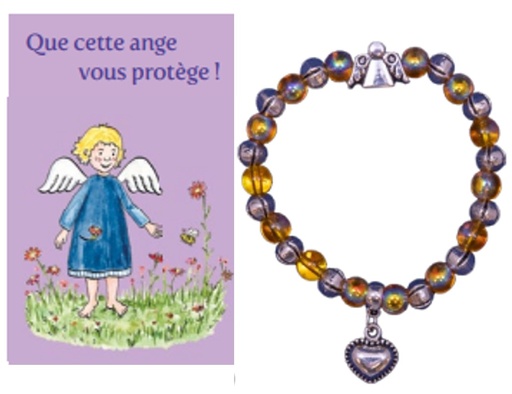[ARM-08ENG02] Bracelet/elastic - lila - Gardien angel/french