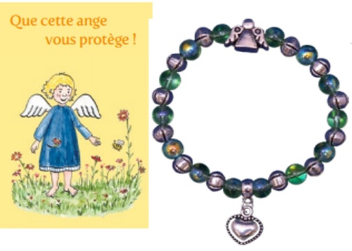 [ARM-08ENG03] Bracelet/elastic - orange - Gardien angel/french