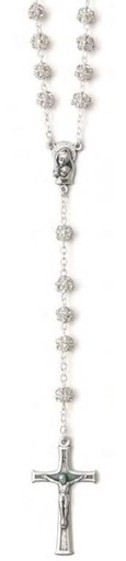 [RZK-55M004] Chapelet avec perle strass/multi-couleur - avec fermoire (5x6mm)