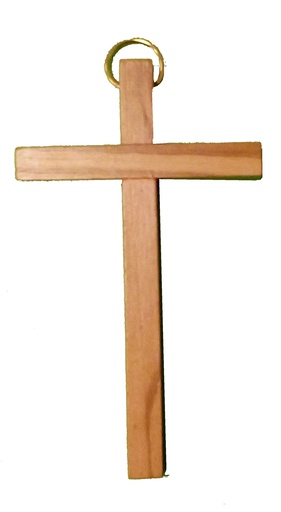 [MKR-55M002] Croix murale bois d'olivier - sans christ (75x120mm)
