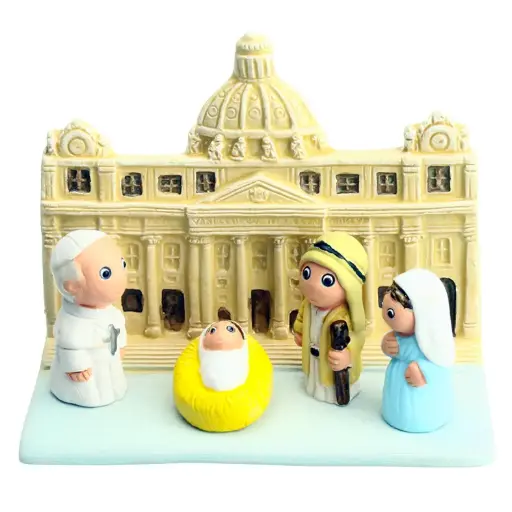 [KGR-85VAT2] Krippe Keramik 'Vatican + Papst' - 7x9cm