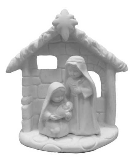 [KGR-92M002] Hl.Familie/krippe - polystone/weiss - 8,5x3,5x9 cm