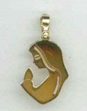 [MDP-53M001] Hangertje OLVrouw biddend - zilver 925‰ verguld 3µm (15x20mm)
