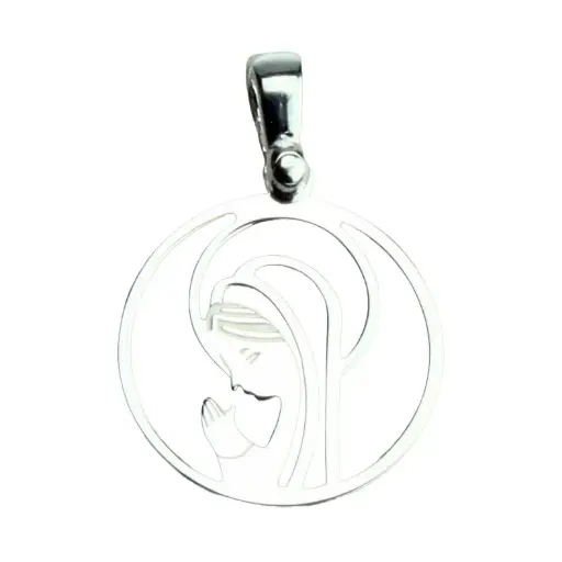 [MDZ-53M002] Medal Our Lady praying (cut-out) - silver plated 925‰ (16mm)